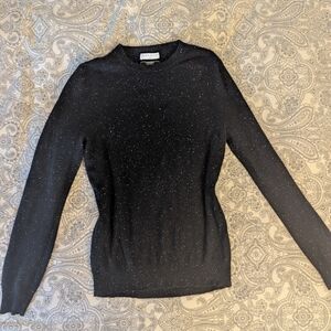 Sandro Black Cashmere Sweater with White Speckles